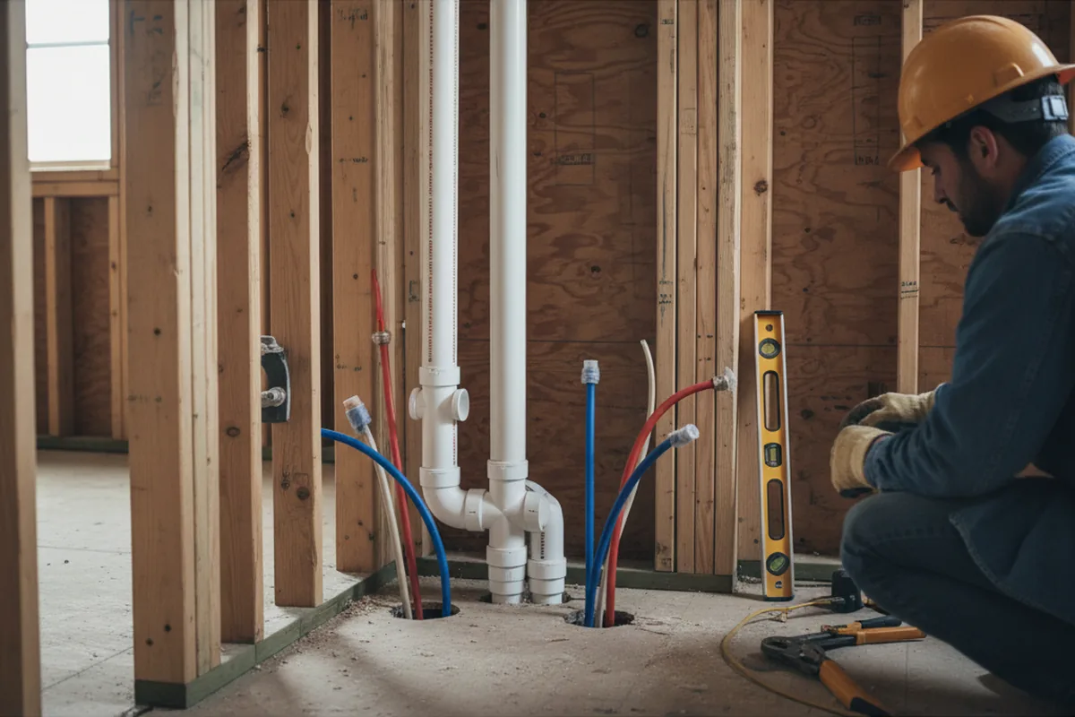 Drain and supply rough-in during Toilet Repair and Installation in Cuyahoga Falls