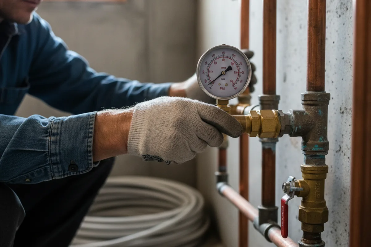 Pressure testing a repaired line during Water Line Repair in Cuyahoga Falls